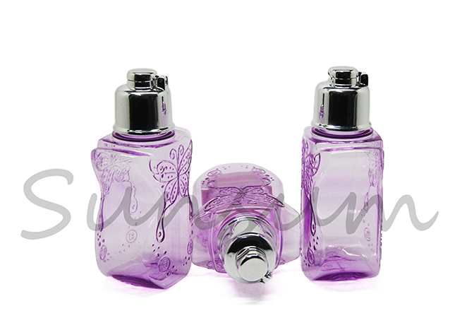 PETG Purple Color Shape Container Cosmetic Packaging Bottle
