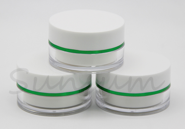 Green Ring Double Wall Cream Mask Jar With 15ml