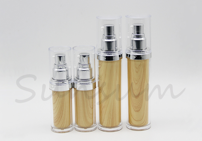 Double Wall Wooden Cosmetic Lotion Sprayer Bottle