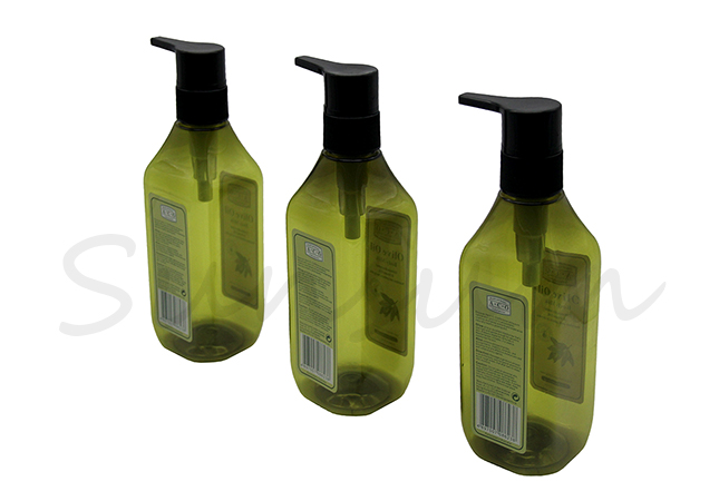 Silk Screen Square Cosmetic Green Oil Skin Care Lotion Bottle