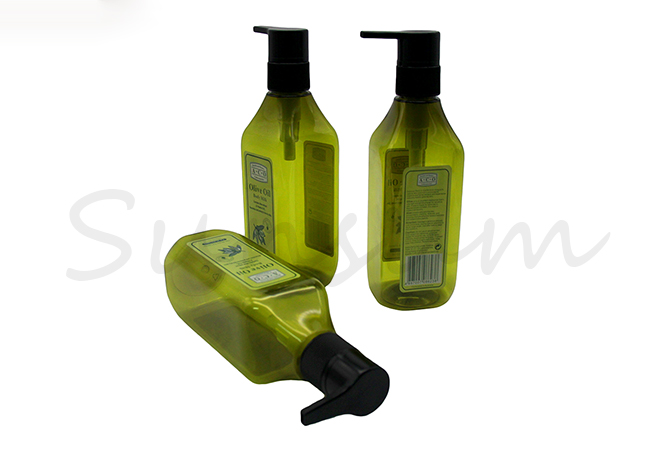 Silk Screen Square Cosmetic Green Oil Skin Care Lotion Bottle