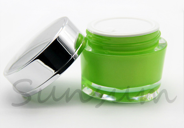 Acrylic Luxury Silver Cap Cream Packaging Cosmetic Jar with 30g 50g