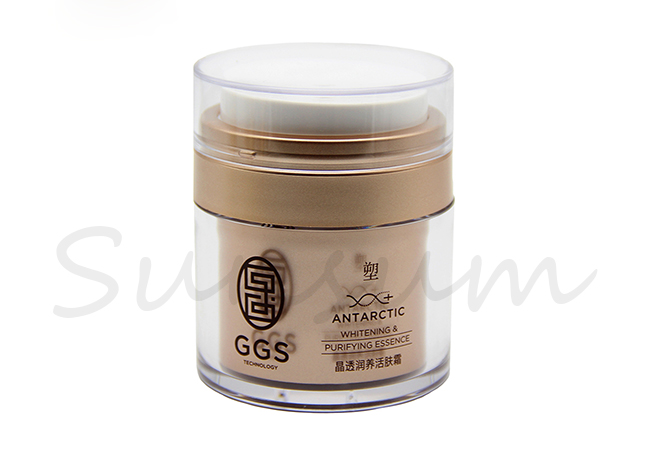 Airless Double Wall Cosmetic Cream Golden Screw Cap Jar