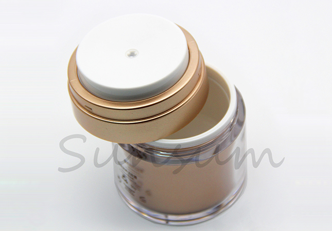 Airless Double Wall Cosmetic Cream Golden Screw Cap Jar