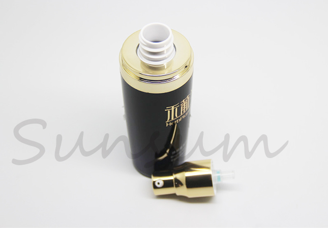 Luxury Elegant Customized Skin Care Acrylic Jar Lotion Golden Pump Bottle