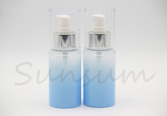 Cosmetic Gradually Changing Color Lotion Silver Pump Bottle