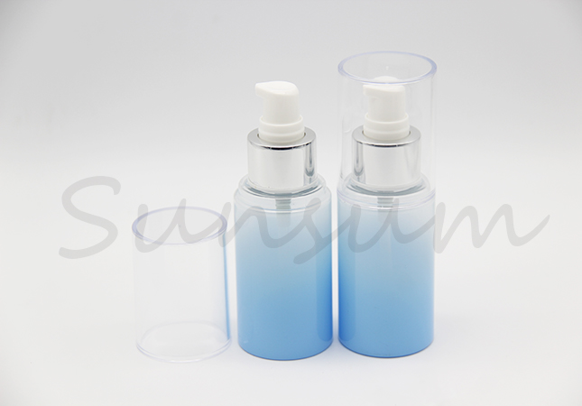 Cosmetic Gradually Changing Color Lotion Silver Pump Bottle