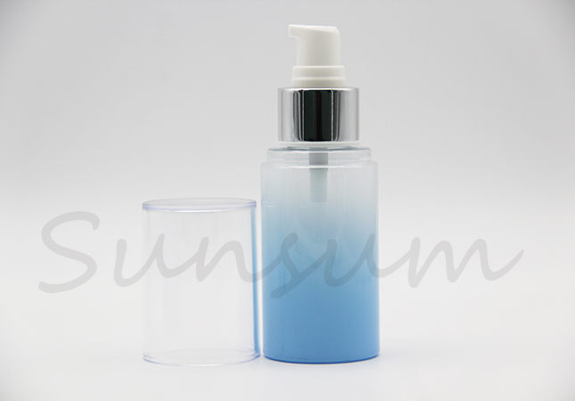 Cosmetic Gradually Changing Color Lotion Silver Pump Bottle