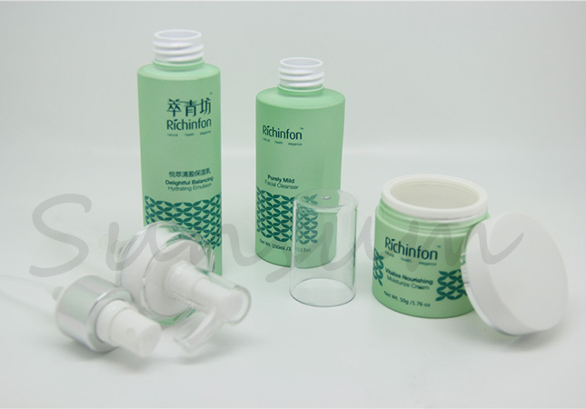 Green Color Lotion Cosmetic Body Cream Set Lotion Bottle