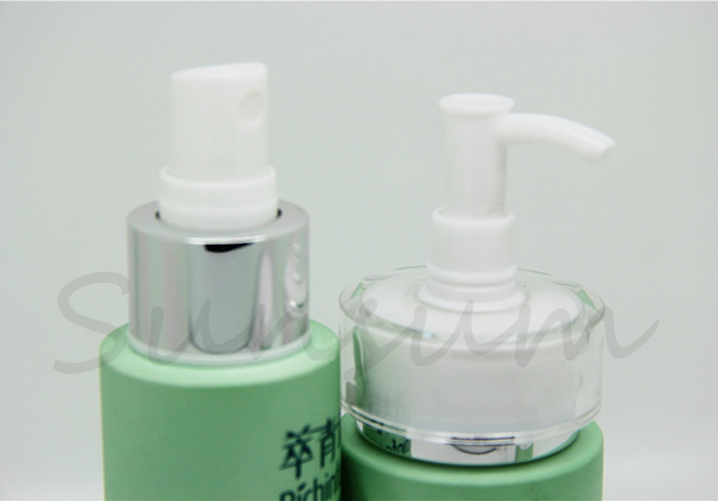 Green Color Lotion Cosmetic Body Cream Set Lotion Bottle