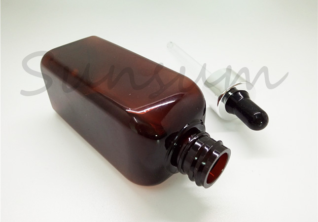 100ml PET Plastic Amber Dropper Bottle
