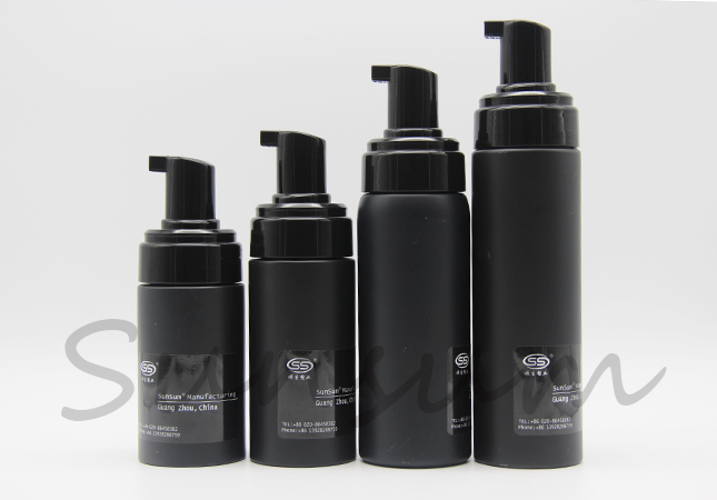 Pet Plastic Matte Black Color Foam Pump Cosmetic Foam Soap Bottle