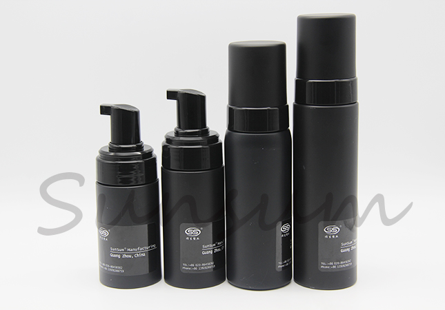 Pet Plastic Matte Black Color Foam Pump Cosmetic Foam Soap Bottle