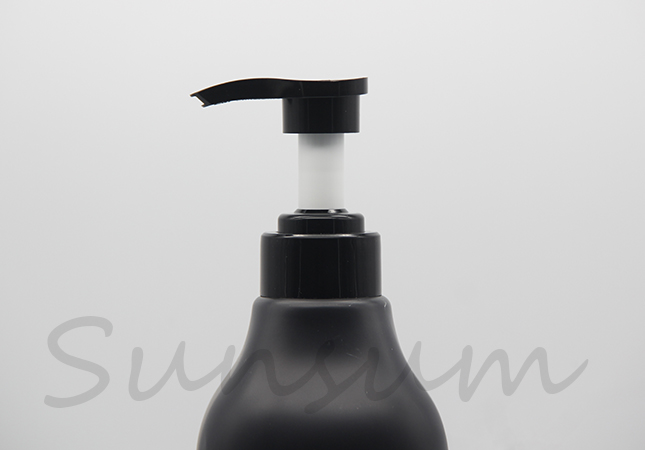 Plastic Matte Black Hair Care Product Cosmetic Shampoo Pump Bottle with 1000ml