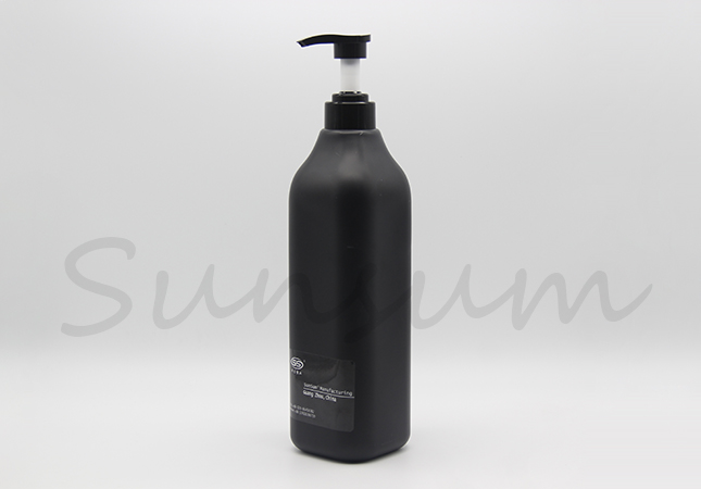 Plastic Matte Black Hair Care Product Cosmetic Shampoo Pump Bottle with 1000ml