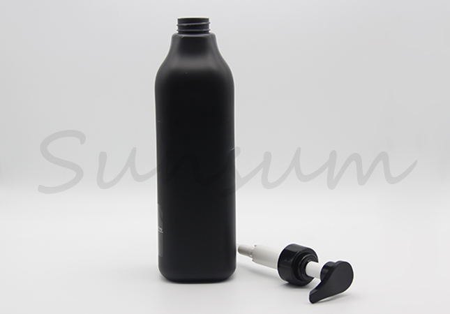 Plastic Matte Black Hair Care Product Cosmetic Shampoo Pump Bottle with 1000ml