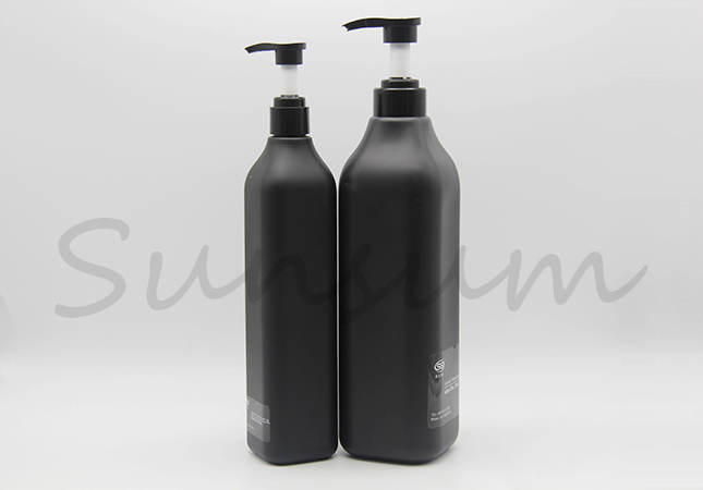 Plastic Matte Black Hair Care Product Cosmetic Shampoo Pump Bottle with 1000ml