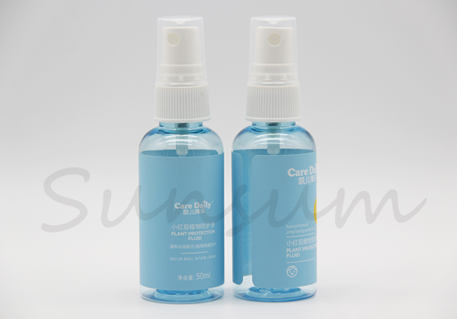 PET Plastic Empty Cosmetic Spray Bottles 50ml With Label