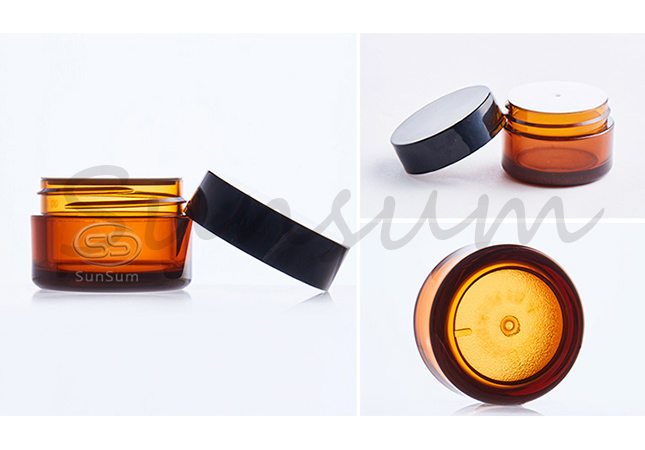 Free Sample Cosmetic Green Amber Color Cream Jar with 30g 50g