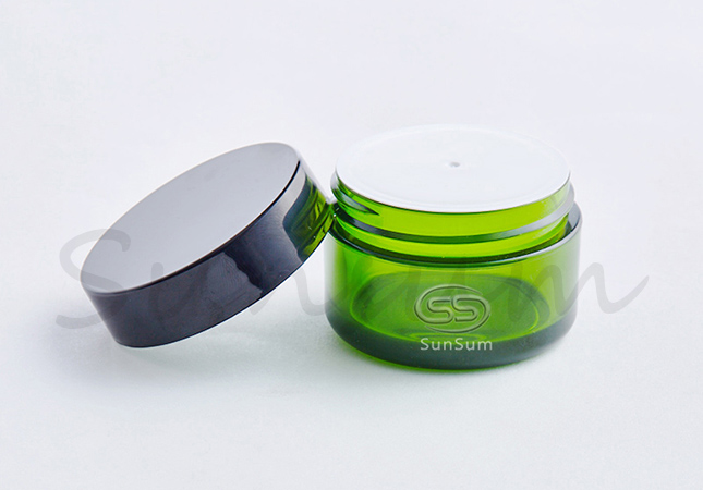 Free Sample Cosmetic Green Amber Color Cream Jar with 30g 50g