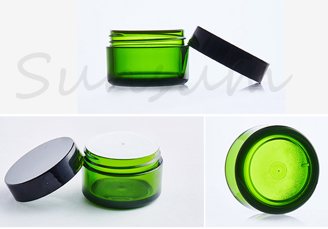 Free Sample Cosmetic Green Amber Color Cream Jar with 30g 50g