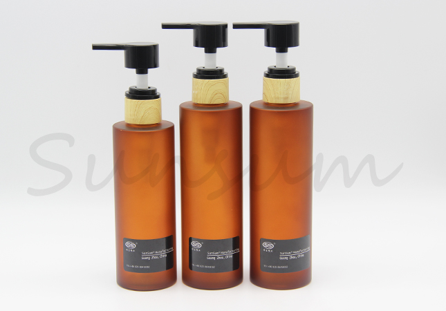 Cosmetic Empty Wooden Pump Spray Lotion Cream Shampoo Bottle