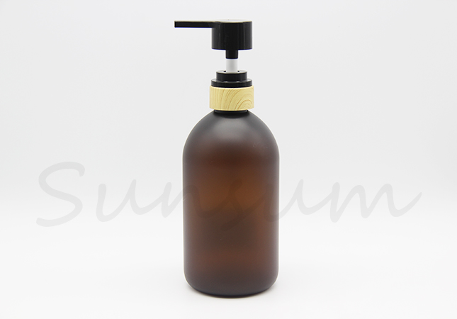 Amber Color Round Cosmetic Shampoo Packaging Bottle 500ml