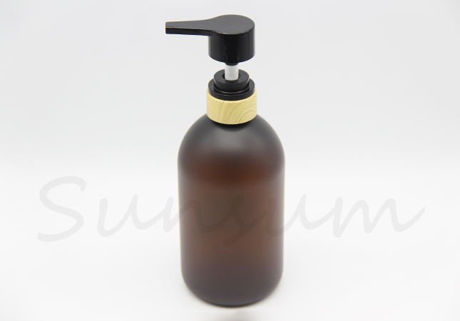 Amber Color Round Cosmetic Shampoo Packaging Bottle 500ml