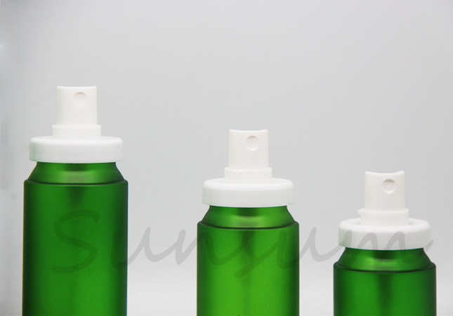Green Frosted Cosmetic PET Plastic Lotion Spray Pump Bottle