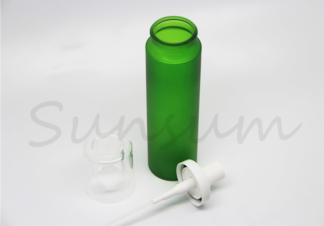 Green Frosted Cosmetic PET Plastic Lotion Spray Pump Bottle