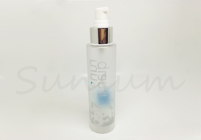 Cosmetic Lotion Silk Screen Printing Lotion Silver Pump Custom Bottle
