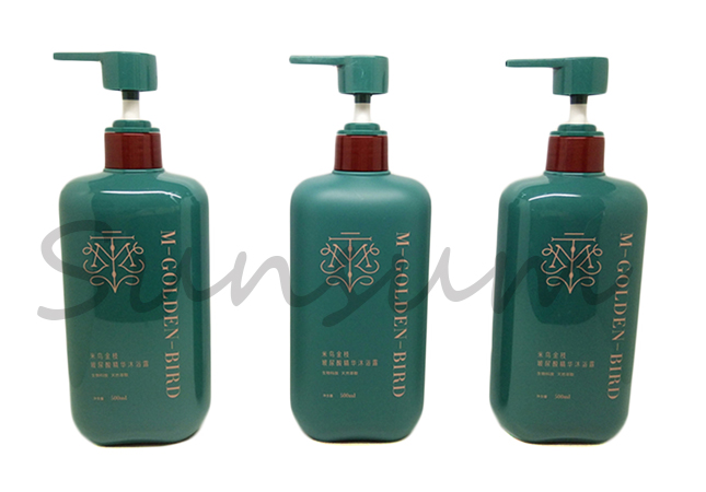 PET material shampoo/conditioner/body soap bottle with lotion pump