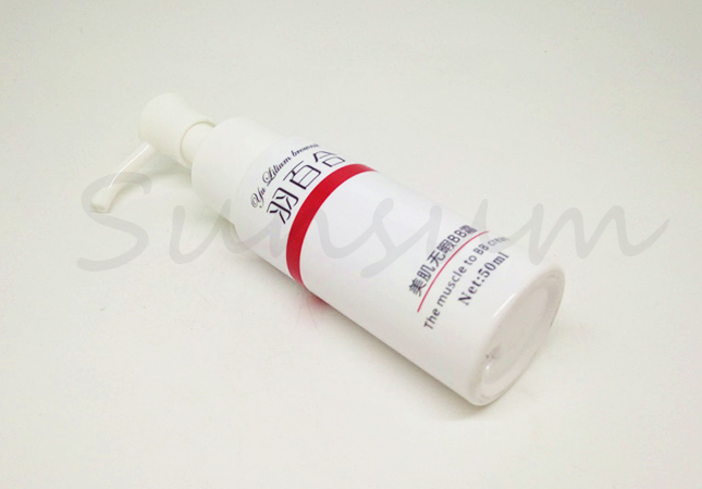 White Cosmetic PET Plastic Lotion Pump Straight Side 50ml Bottle