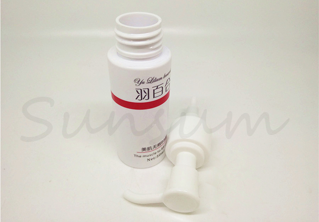 White Cosmetic PET Plastic Lotion Pump Straight Side 50ml Bottle