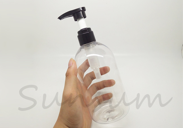 Transparent 500ml PET Plastic Shower Gel Round Container Shampoo Bottle