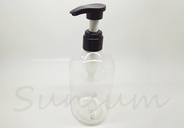 Transparent 500ml PET Plastic Shower Gel Round Container Shampoo Bottle