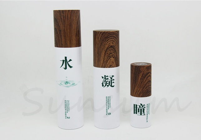 Set 30ml 50ml 80ml Wooden Cap Cosmetic Lotion Bottle