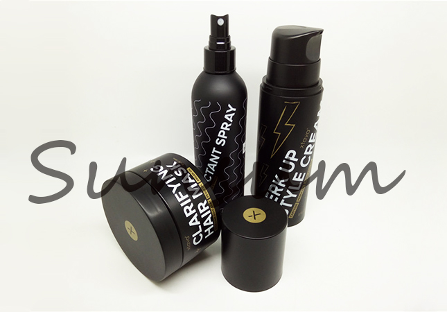 Black Matte Set Lotion Cream Jar and Airless Bottle for Serum 