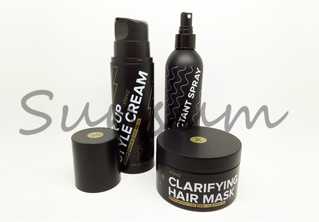 Black Matte Set Lotion Cream Jar and Airless Bottle for Serum 