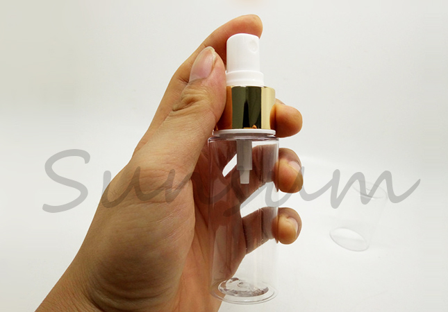 Wholesale Transparent Golden Pump Spray Lotion Cosmetic Bottle