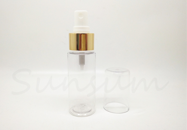 Wholesale Transparent Golden Pump Spray Lotion Cosmetic Bottle