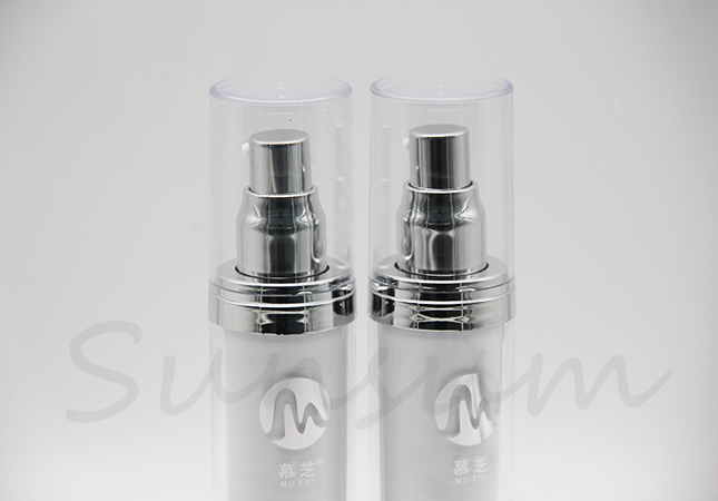 Luxurious Double Wall Bottle Cosmetic Silver Lotion Pump Cream Bottle