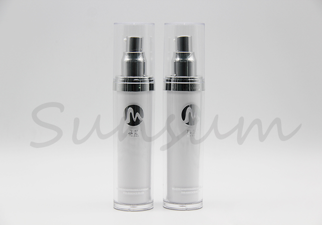 Luxurious Double Wall Bottle Cosmetic Silver Lotion Pump Cream Bottle