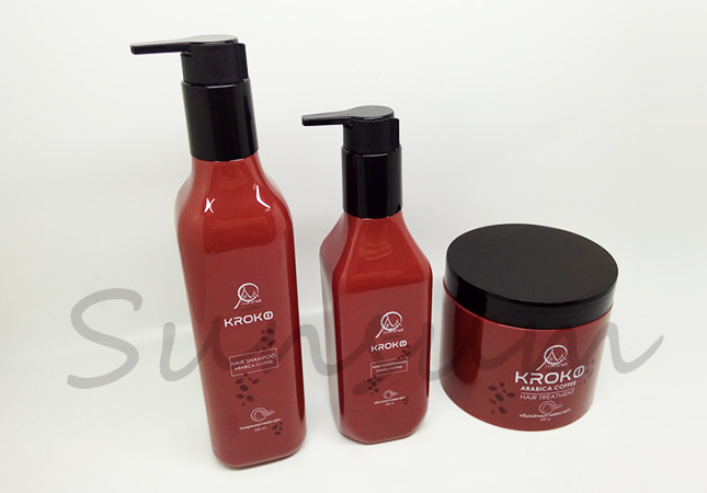 Red Color Cosmetic Facial Mask Jar Shampoo Bottle