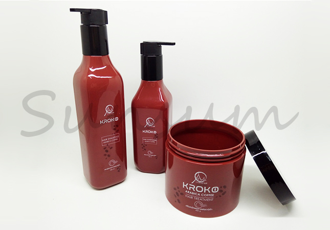 Red Color Cosmetic Facial Mask Jar Shampoo Bottle