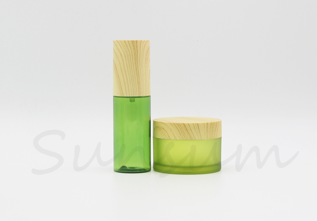 Wood Screw Cap Lotion Bottle with Cosmetic Jar 520ml Shampoo Bottle