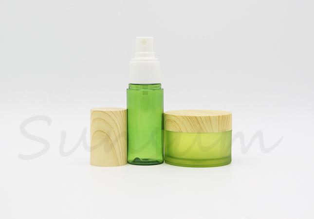 Wood Screw Cap Lotion Bottle with Cosmetic Jar 520ml Shampoo Bottle