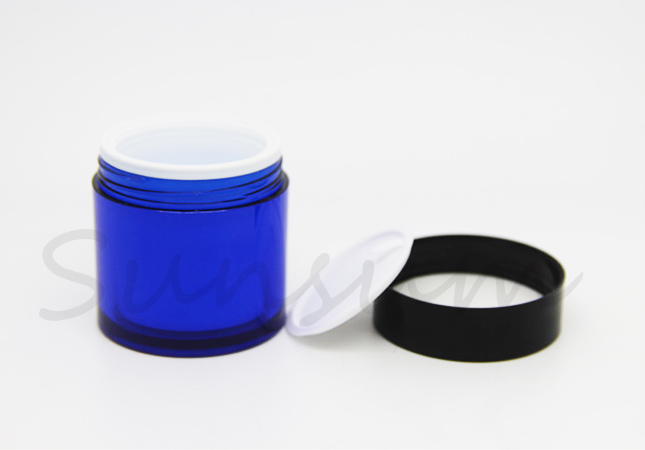 50g Cosmetic Double Wall Blue Outside White Inner Skin Care Cream Jar