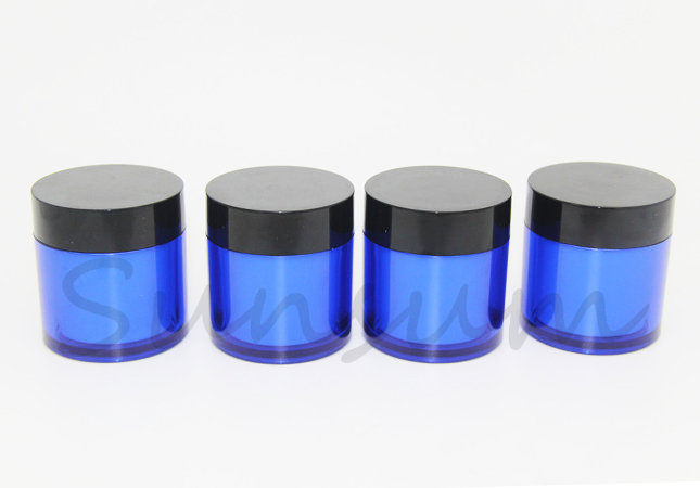50g Cosmetic Double Wall Blue Outside White Inner Skin Care Cream Jar