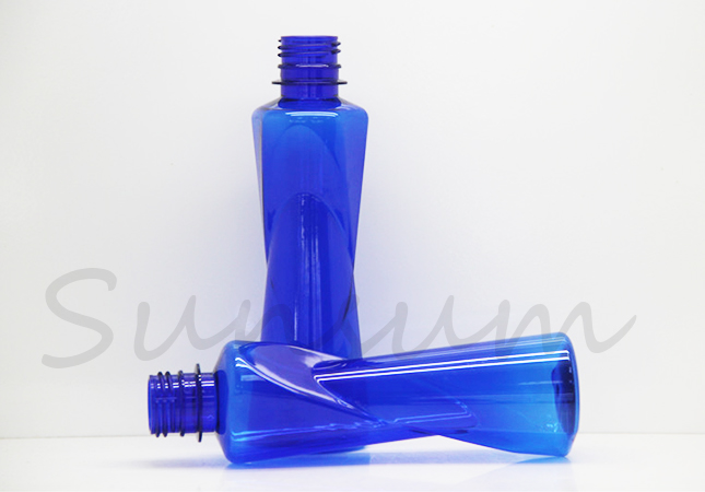 Unique Shape Cosmetic Packaging Lotion Blue Color Skin Care Bottle